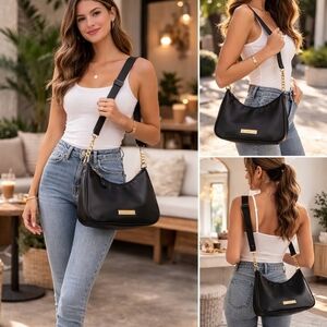 ALDO Black Crossbody Shoulder Bag Gold Chain Strap Small Purse Classic